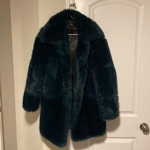 EMERALD GREEN FAUX FUR MANGO COAT